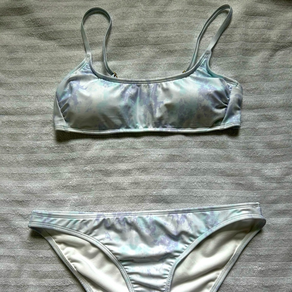Xhilaration Light Blue and White Bikini Set